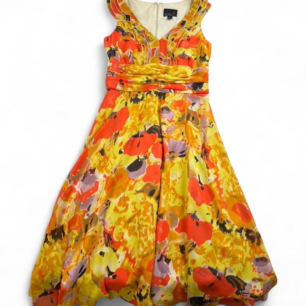 Scarlett Women’s 6 Floral Dress Bright Fit Flare Ruffle Formal Party Dress